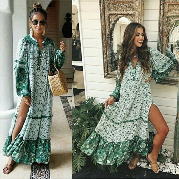 New Spell designs Winona gown ivy green dress - Picture 1 of 17